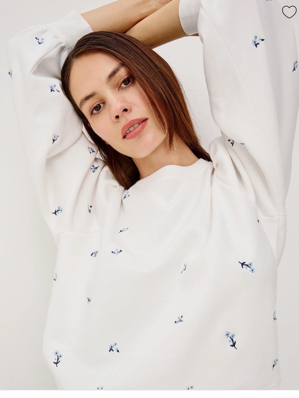 Rails White Sweatshirt with Small Blue Floral Embroidery